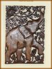 Teak Holz Relief Elefant